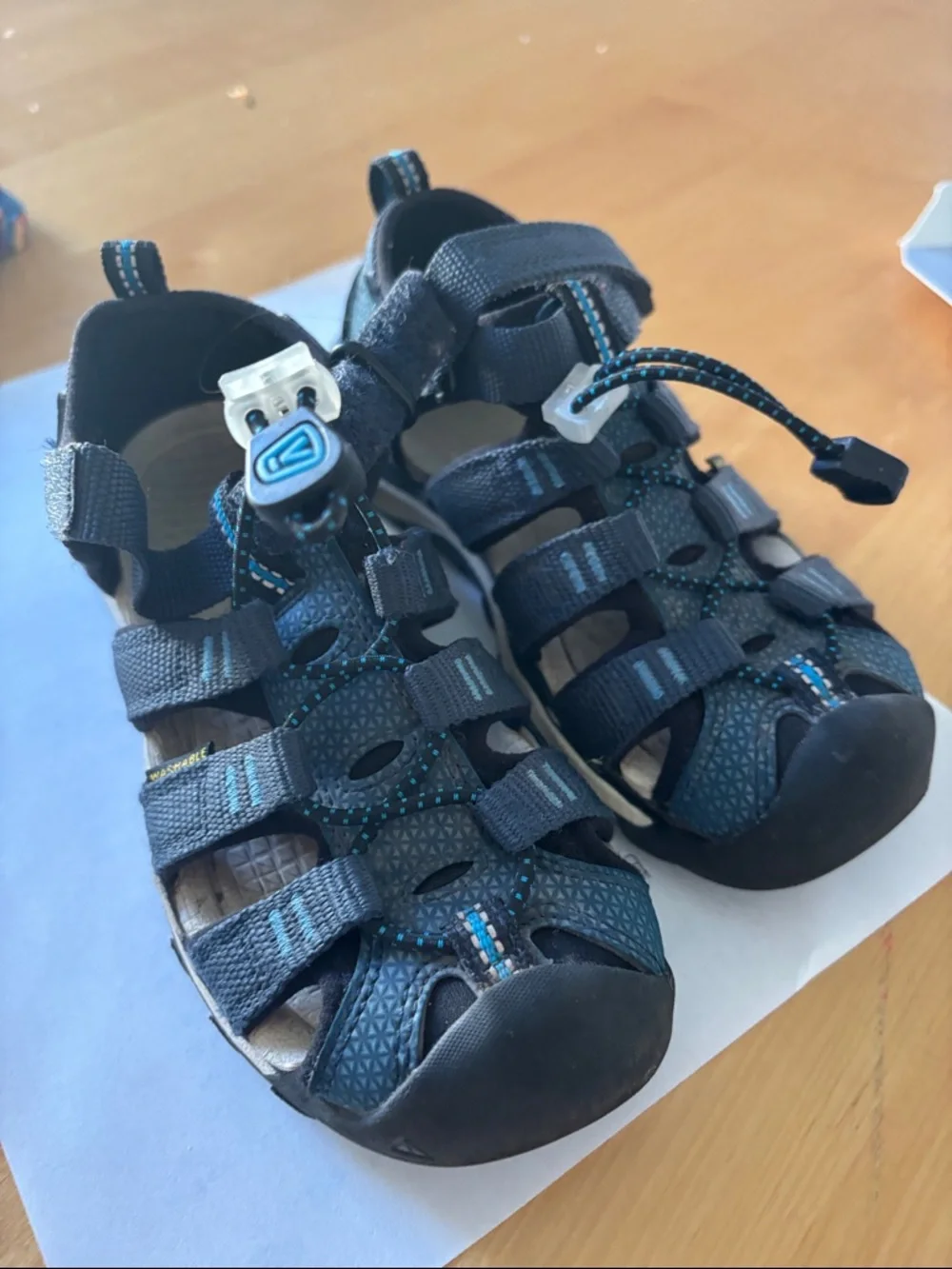 Keen Kids Navy Blue Closed-Toe Sport Sandals with Teal Stitching size 11 US